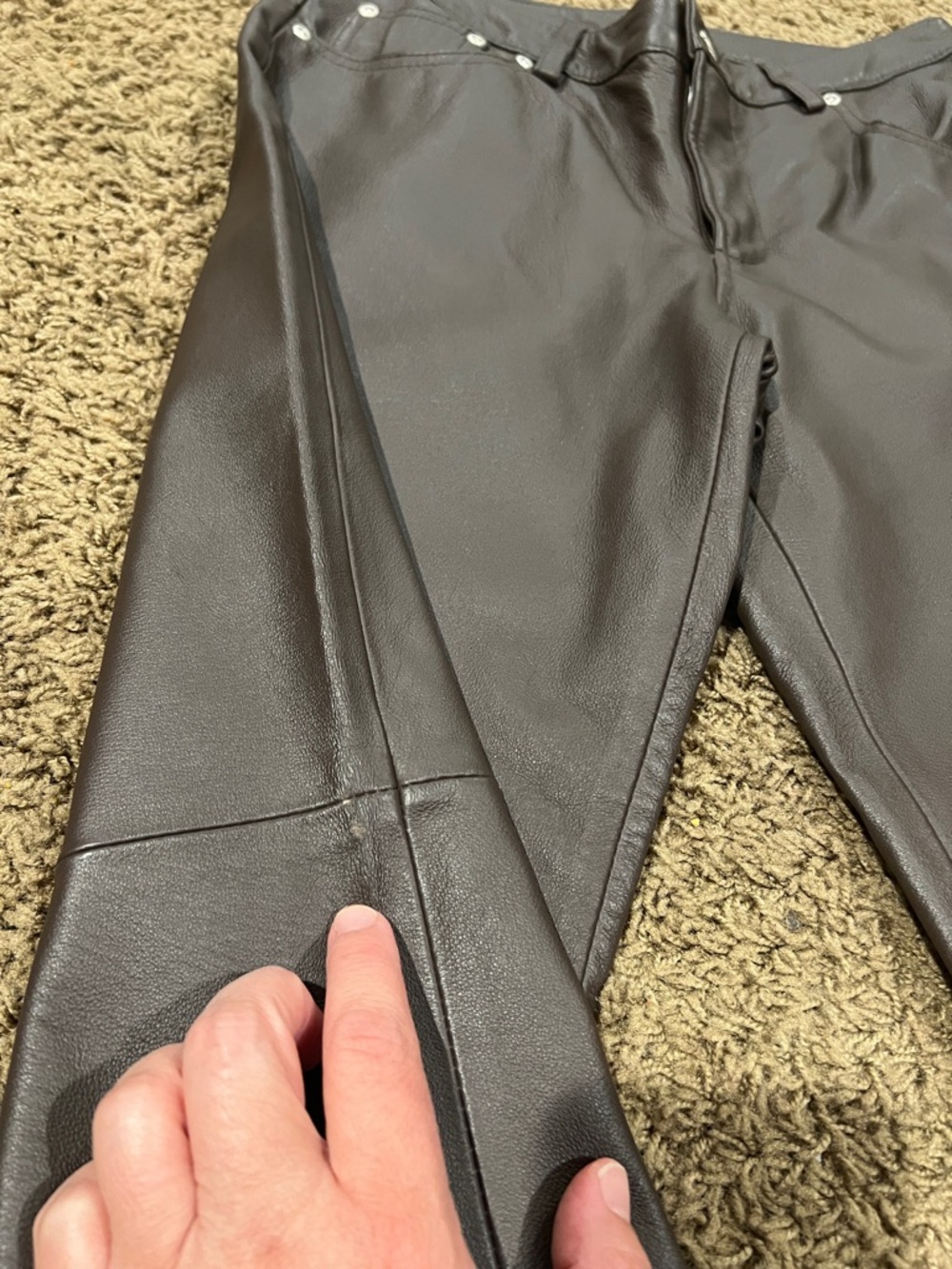 Newport News Jeanology vintage 90’s Brown Leather lined Bootcut Pants size 6 - Picture 6 of 11